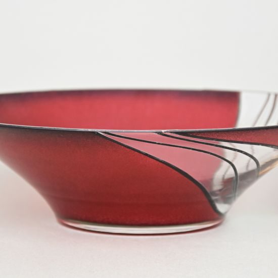 Studio Miracle: Bowl Red, 27 cm, Hand-decorated by Vlasta Voborníková