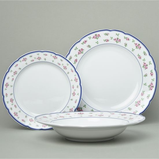 Plate set for 6 persons, Thun 1794 Carlsbad porcelain, ROSE 80283