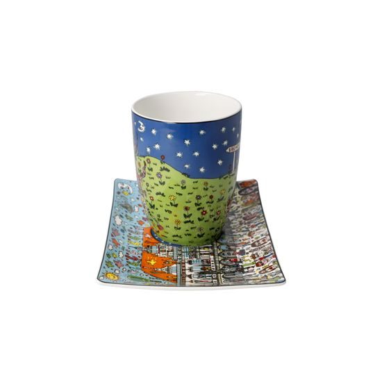 Mug with saucer All Roads Lead to Bremen 400ml, fine bone china, J. Rizzi, Goebel
