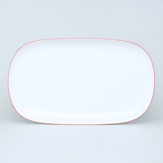 Dish oval 36 cm, Thun 1794 Carlsbad porcelain, TOM red