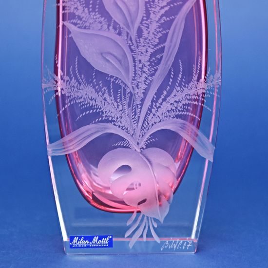 Vase Iveta - Pink inside, Hand-cut Flowers, 18 cm, Milan Mottl