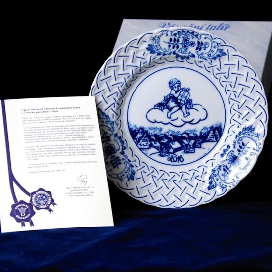 Annual plate 2016, wall, 18 cm, Original Blue Onion Pattern