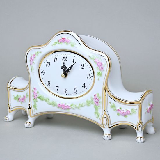 Empire style clock Komtesa 27 x 9 x 17 cm, White plus Gold, Clocks