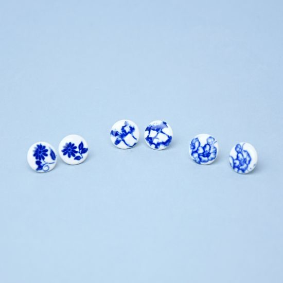 Earrings: Dots - Blue Decors, 3 variants, Porcelain Jewels Studio Mallys