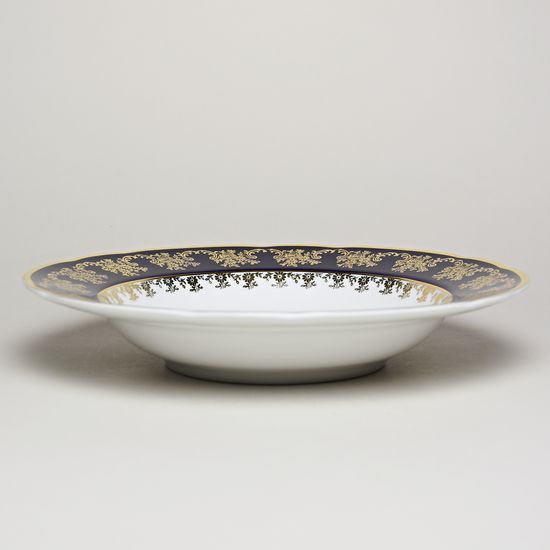 Mary-Anne 431: Deep plate 23 cm, cobalt + gold rose, Leander Loučky