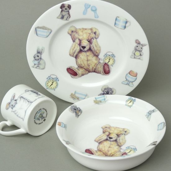Teddy time: Children's 3 pcs. set in giftbox, Roy Kirkham fine bone china