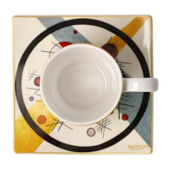 Šálek 100 ml a podšálek na espresso 10,5 cm, Kruhy v kruhu, jemný kostní porcelán, V. Kandinskij, Goebel