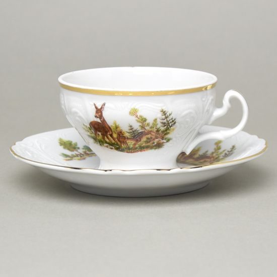 Šálek a podšálek čajový 205 ml / 16 cm, Thun 1794, karlovarský porcelán, BERNADOTTE myslivecká