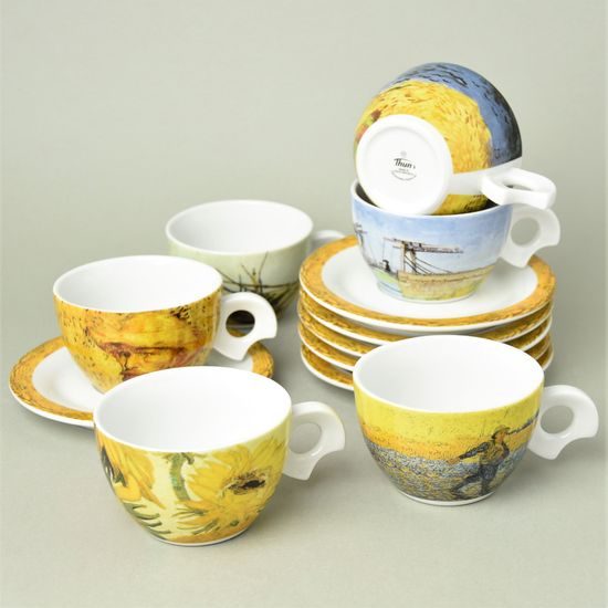 Van Gogh: Šálek 200 ml a podšálek 16 cm Dova, 6 ks., Thun 1794, karlovarský porcelán