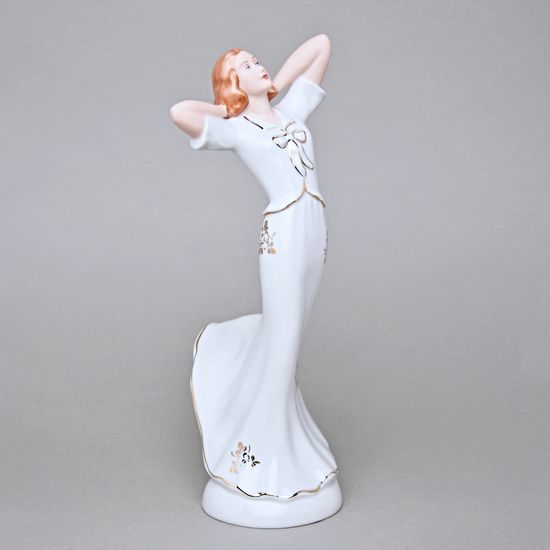 Lady 13,5 x 11 x 29 cm, White + Gold, Porcelain figures Duchcov
