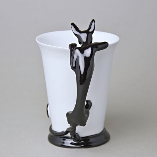 Mug Sphinx with a Cat, 400 ml, Black, Goldfinger porcelain