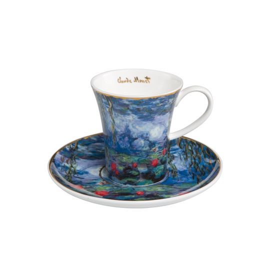 Šálek a podšálek Lekníny pod vrbami, 0,1 l / 12 cm, jemný kostní porcelán, C. Monet, Goebel