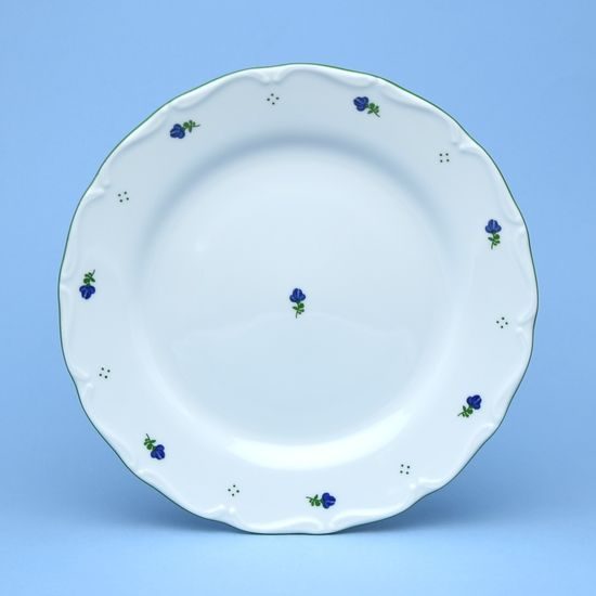Talíř mělký 25 cm, Verona modré kvítí + zelená, G. Benedikt 1882