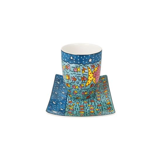 Mug with saucer Family of Fish 400ml, fine bone china, J. Rizzi, Goebel