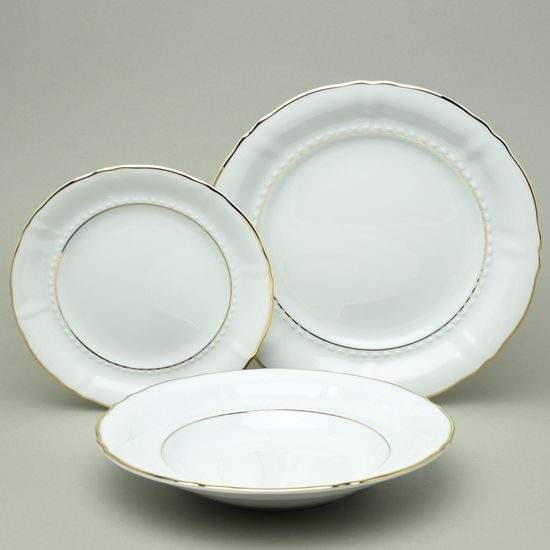 Plate set for 6 pers., Sonáta, golden lines, Leander Loučky