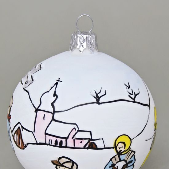 Christmas Tree Decoration Ball "Czech Winter 1918", 7,5 cm, Decor n. 1, Hand-decorated