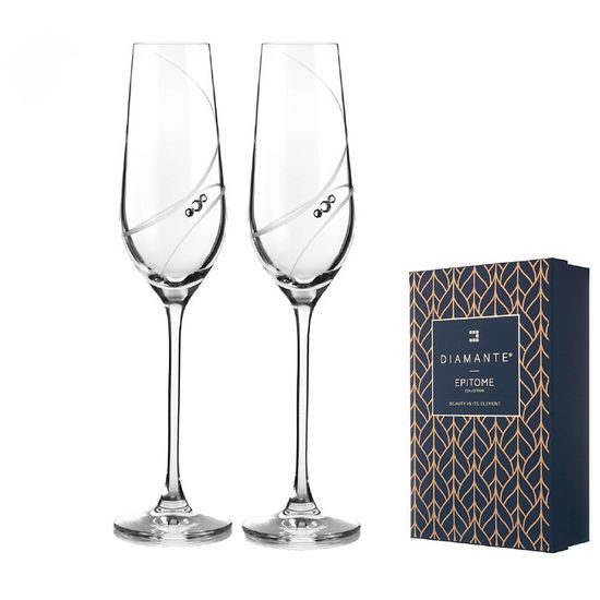Set 2 sklenic na sekt 210 ml, Helix, krystaly Swarovski, DIAMANTE