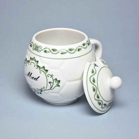 Hrnek na med s víčkem a nápisem Med 0,40 l, Zelený cibulák, Český porcelán, a.s.