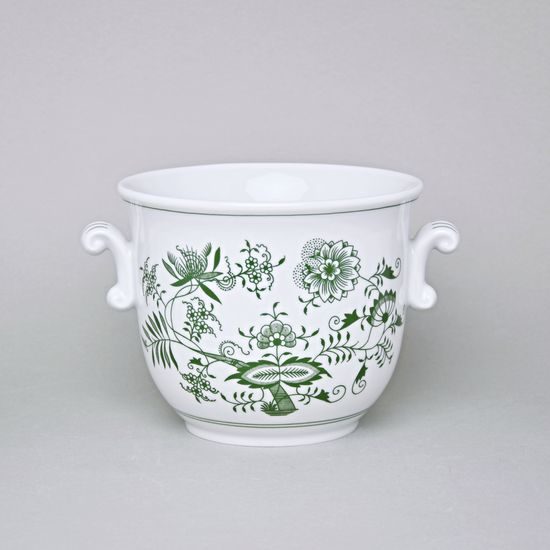 Květináč s uchy bez nožky pr. 16; v. 13,5 cm, zelený cibulák, Český porcelán a.s.