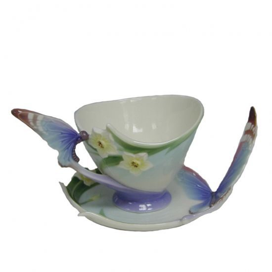 Cup and saucer 17 cm Papillon-butterfly, porcelain FRANZ