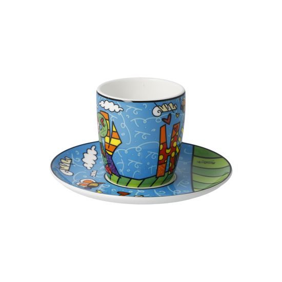 Cup and saucer Romero Britto - Happy, 100 ml / 12 cm, Fine Bone China, Goebel