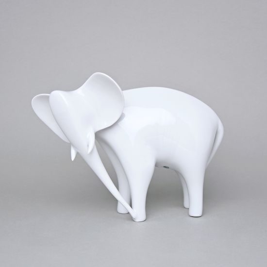 Elephant 21,5 x 9 x 16 cm, White, Porcelain Figures Royal Dux Bohemia
