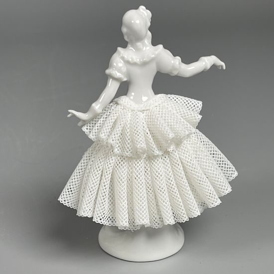 Tanečnice s krajkou 8 x 6 x 12 cm, Kurt Steiner, nedekor, Porcelánové figurky Unterweissbacher
