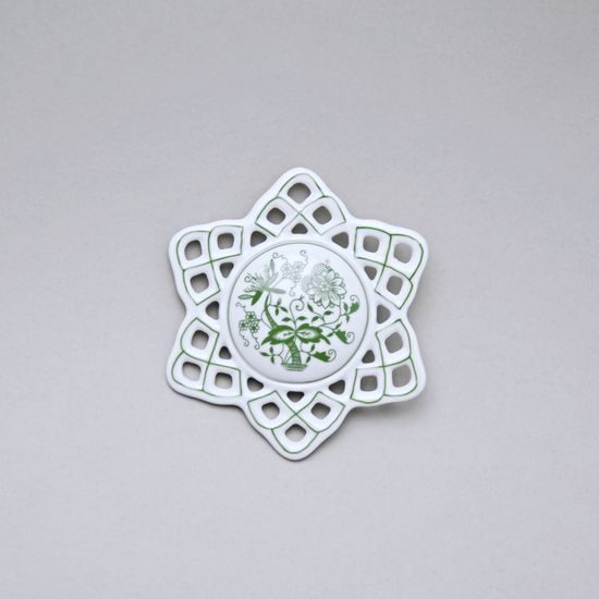 Vanoční ozdoba - vločka / hvězda 10,4 cm, zelený cibulák, Český porcelán a.s.