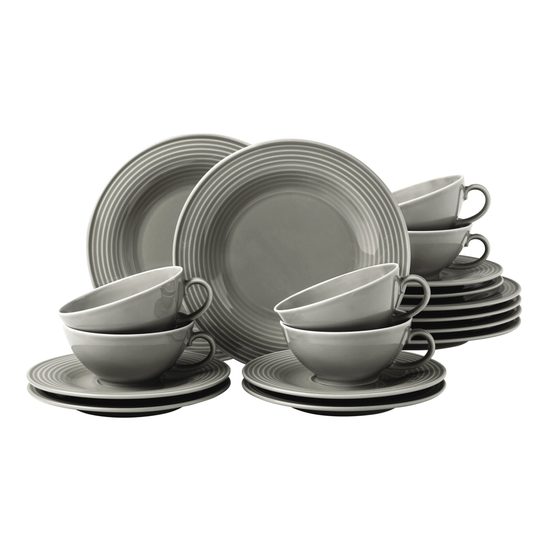 Beat pearl grey: Tea set 18 pcs., porcelain Seltmann