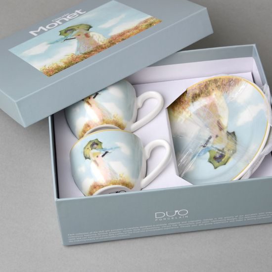Cup 110 ml + saucer 130 mm espresso, C. Monet, Lady with umbrella, DuGifts porcelain