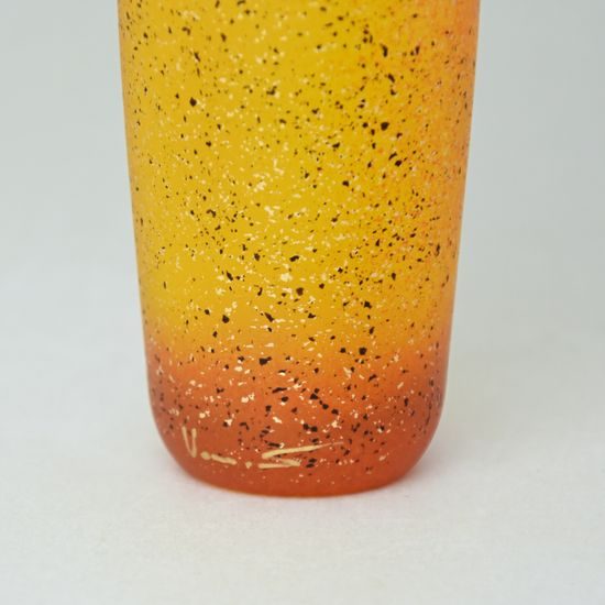 Studio Miracle: Vase Yellow-Orange, 27 cm, Hand-decorated by Vlasta Voborníková