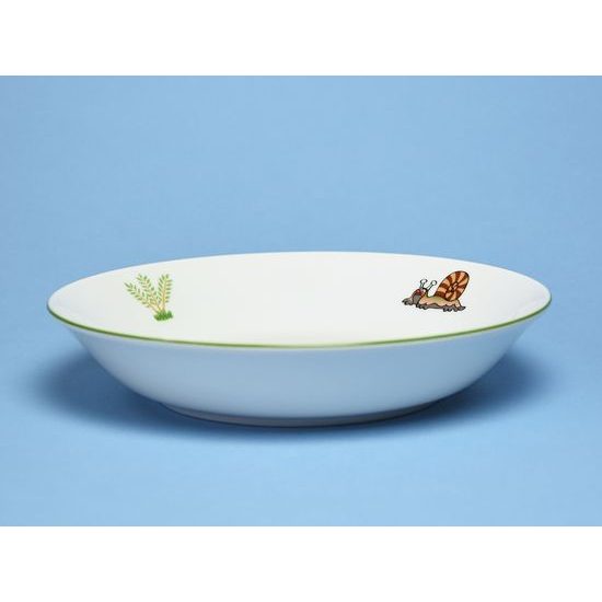 Miska coup 19 cm s krtečkem a šnekem cyklistou, Thun 1794, karlovarský porcelán, Dětské soupravy a hrnky s Krtečkem