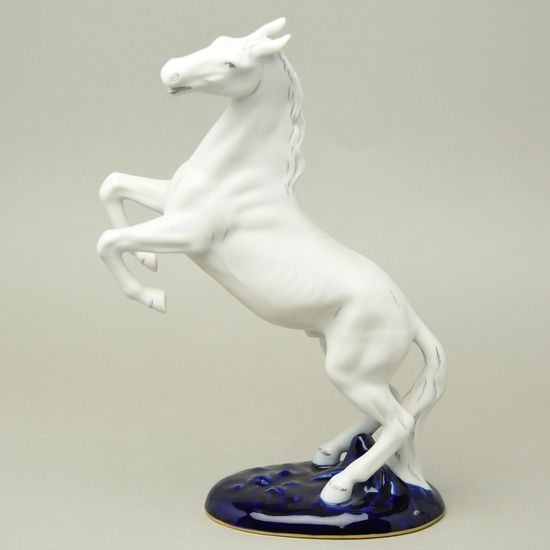 Kůň Napoleon 30 cm, pastel + isis, Porcelánové figurky zvířat Duchcov (2.j.)