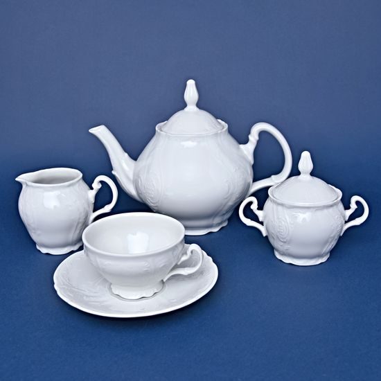 Tea set for 6 persons, Thun 1794 Carlsbad porcelain, BERNADOTTE white