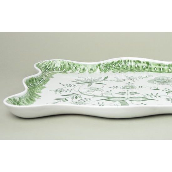 Platter (tray) large decorative 45 x 37 cm, Original Green Onion pattern