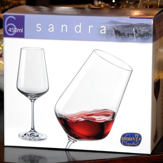 Sandra 450 ml, red wine / water glass, 1 pcs., Bohemia Crystal