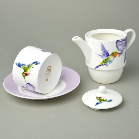 Hummingbird: Tea for one set, english fine bone china, Roy Kirkham