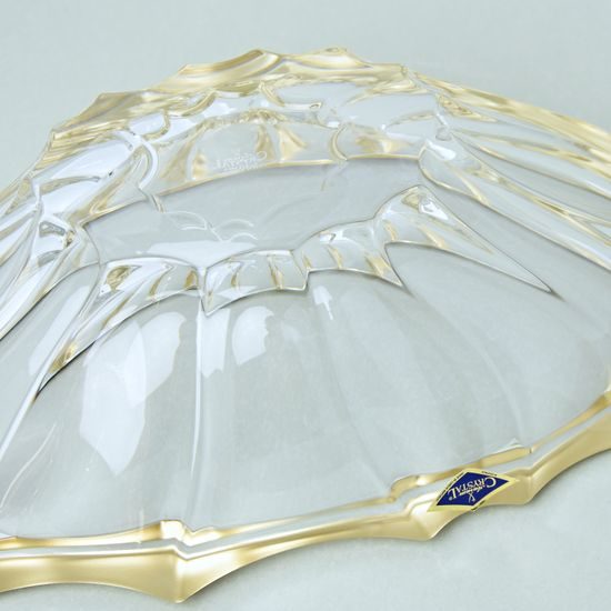 Crystal Bowl Plantica Jardiniera, Gold Rim, 365 mm, Aurum Crystal