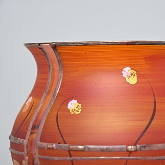 Studio Miracle: Vase red-orange, 11,5 cm, Hand-decorated by Vlasta Voborníková