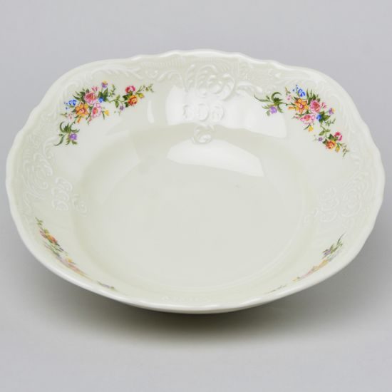 Bowl 23 cm, Thun 1794 Carlsbad porcelain, BERNADOTTE ivory + flowers