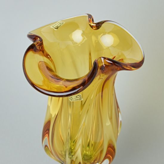 Egermann: Designová váza Amber + Zelená, 35,5 cm, Skleněné vázy Egermann