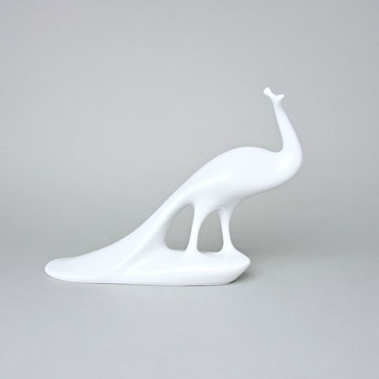 Páv 25 x 7,3 x 18 cm, bílé, Porcelánové figurky Duchcov