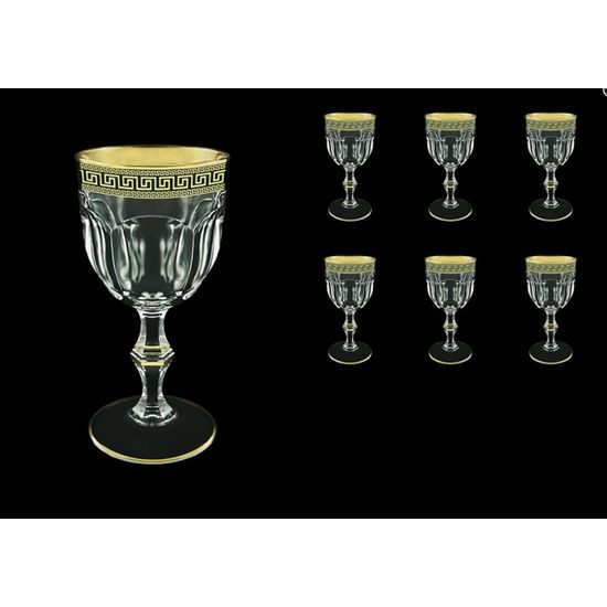 Astra Gold: Sklenice na víno 230 ml, 6 ks., křišťál, Antique Golden Black decor