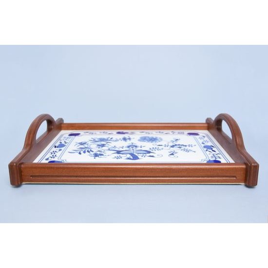 Cooking mat in wooden frame 39 x 29 cm, Original Blue Onion Pattern