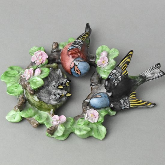 Pěnkavčí hnízdo 22 cm, Saxe, Porcelánové figurky Duchcov