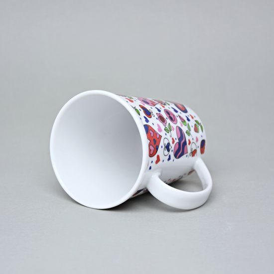 Hrnek Erin 12 cm 420 ml, veselá srdíčka - růžová, Český porcelán a.s.