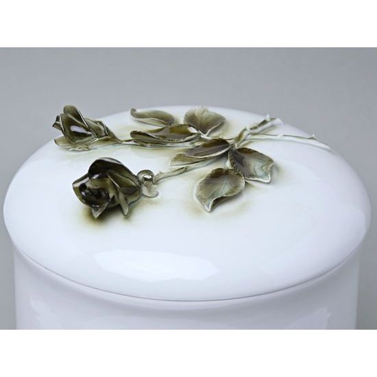 Pouzdro na urnu, Bílá + Růže (1), Luxor, 29 cm, Porcelán Duchcov