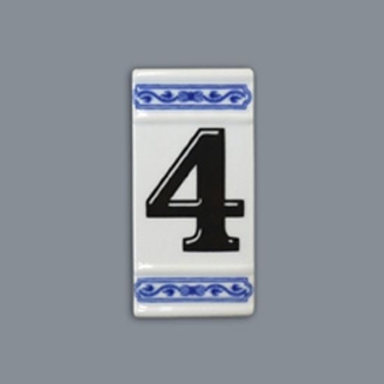 Číslo na dům "4" - porcelánová destička 8 x 55 x 110 mm