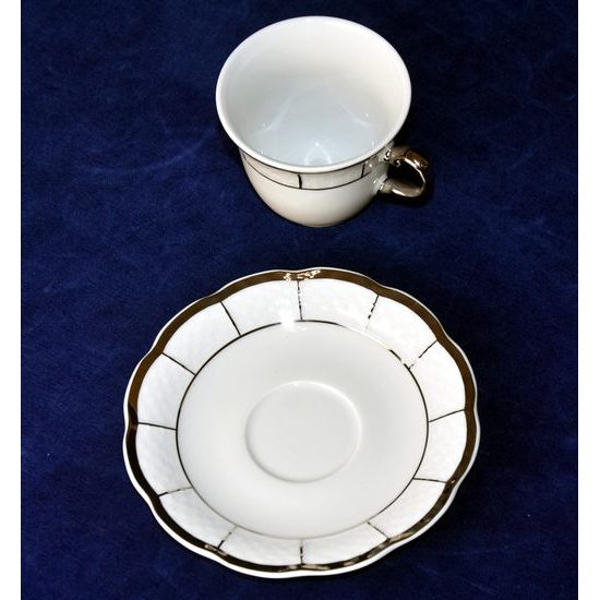 Cup coffee 130 ml and saucer 135 mm,  Thun 1794 Carlsbad porcelain, MENUET platina