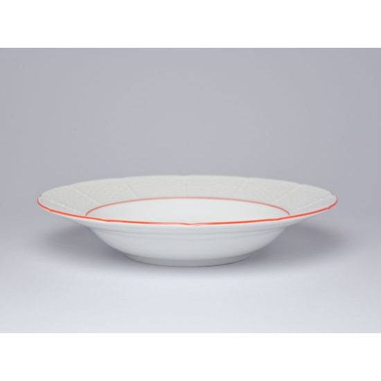 70477: Deep Plate 23 cm, Thun 1794 Carlsbad porcelain, Natalie, Red line